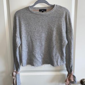 Derek Heart Crop sweater top with bow cuffs